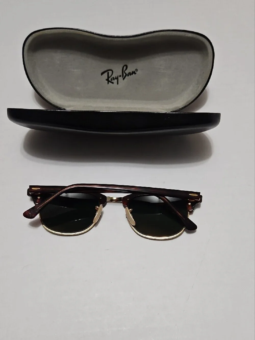 Ray-Ban RB2156 990 Clubmaster ll Sunglasses Tortoise & Gold w/ Dark Green Lenses